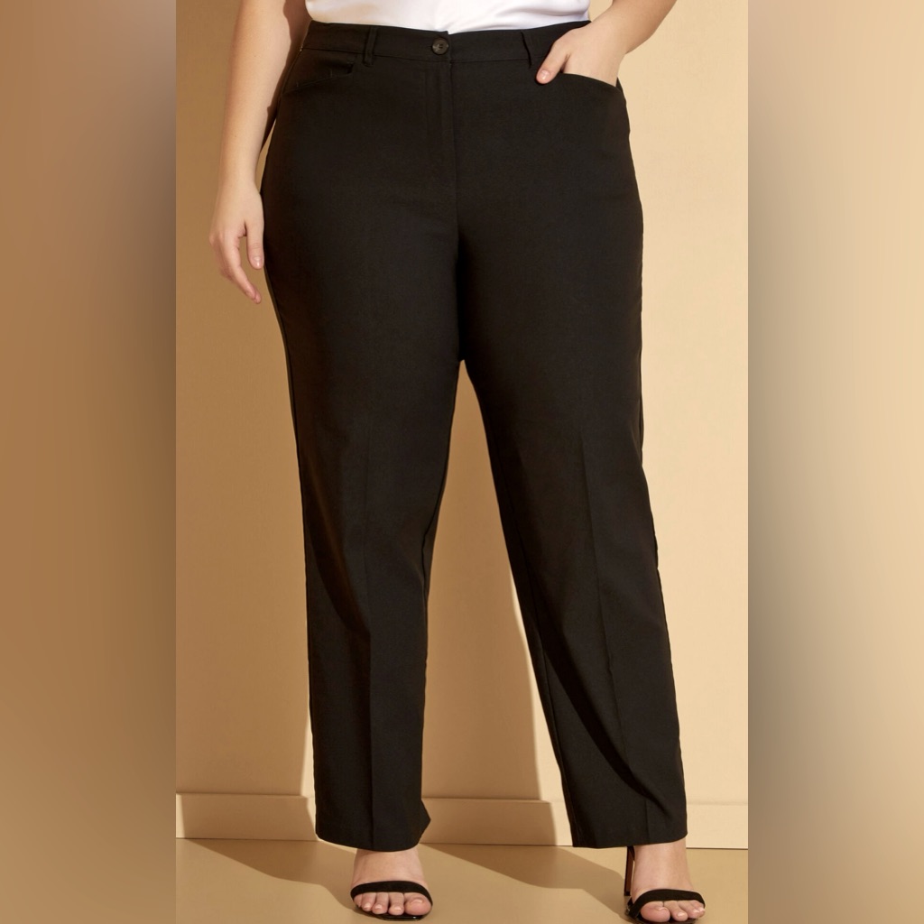 Brand New Ashley Stewart Pull On Mill Black Slacks Size 14
